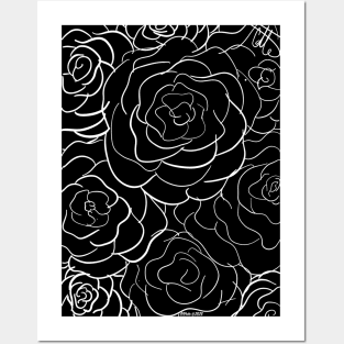 Rose Pattern Black Posters and Art